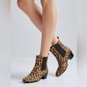 COACH AND FOUR animal print calf hair round toe slip on mid calf boots size 7.5